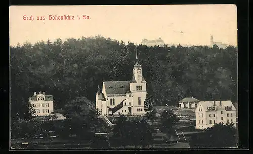 AK Hohenfichte i. Sa., Teilansicht aus der Vogelschau