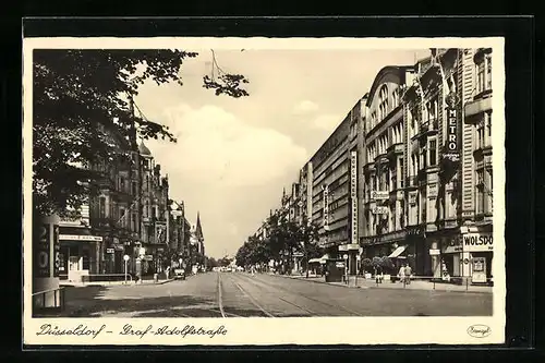 AK Düsseldorf, Blick durch Graf-Adolfstrasse