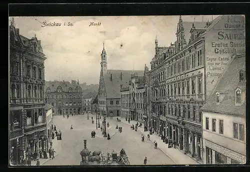 AK Zwickau i. Sa., Blick über den Markt