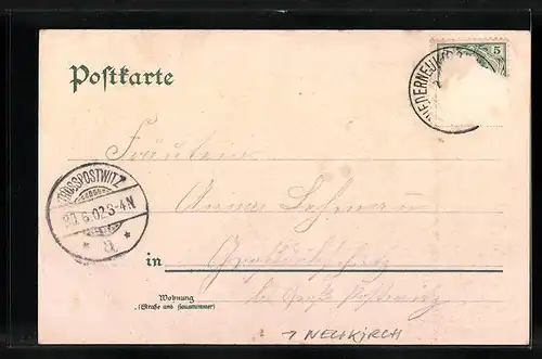 Lithographie Neukirch, Gasthof und König Johann-Turm auf dem Valtenberg