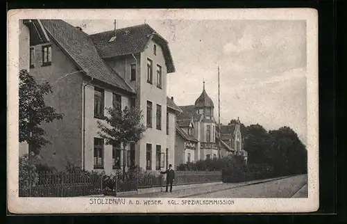 AK Stolzenau a. d. Weser, Kgl. Spezialkommission, von der Strasse aus