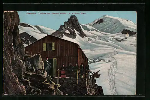 AK Chamonix, Cabane des Grands Mulets et le Mont Blanc