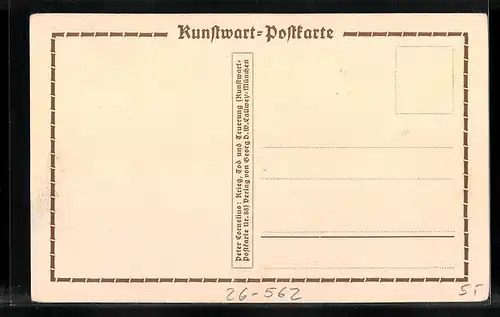 Künstler-AK Kunstwart: Darstellung einer Schlacht und Mann mit Waage