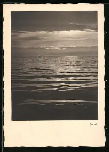 Foto-AK Ernst und Bernhard Groh: Ruhige See bei Abendstimmung