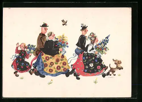 Künstler-AK Hahn: Fröhliche Bauern-Hochzeit