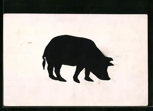 AK Scherenschnitt eines Schweines
