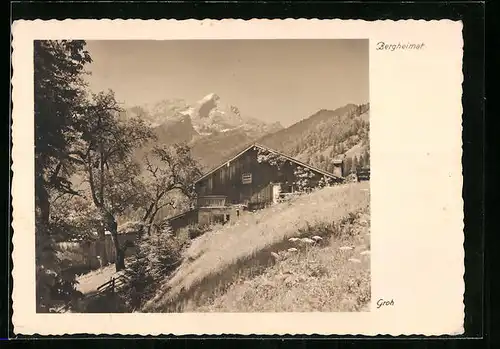 Foto-AK Ernst und Bernhard Groh: Bergheimat im Sonnenschein