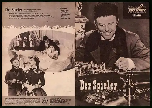 Filmprogramm PFP Nr. 33 /60, Der Spieler, Gérard Philipe, Liselotte Pulver, Regie: Claude Autant-Lara