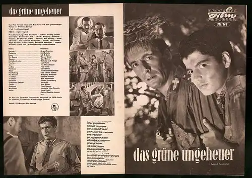 Filmprogramm PFP Nr. 38 /63, Das grüne Ungeheuer - Teil I., Jürgen Frohriep, Kati Székely, Regie: Rudi Kurz