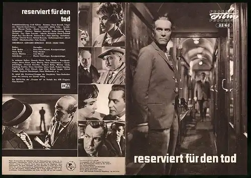 Filmprogramm PFP Nr. 55 /63, Reserviert für den Tod, Hans-Peter Minetti, Irma Münch, Regie: Heinz Thiel