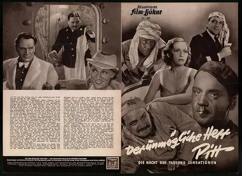 Filmprogramm IFB Nr. 825, Der unmögliche Herr Pitt, Willi Schur, Hilde Weissner, Regie: Harry Piel