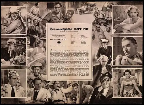Filmprogramm IFB Nr. 825, Der unmögliche Herr Pitt, Willi Schur, Hilde Weissner, Regie: Harry Piel
