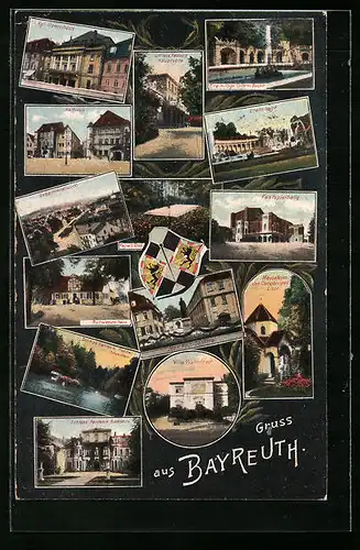 AK Bayreuth, Villa Wahnfried, Eremitage, Kgl. Opernhaus