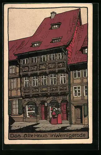 Steindruck-AK Wernigerode, das alte Haus