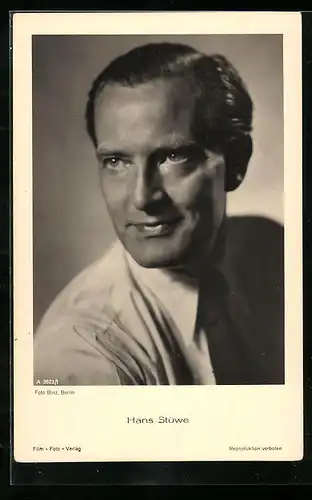 AK Schauspieler Hans Stüwe lächelt freundlich