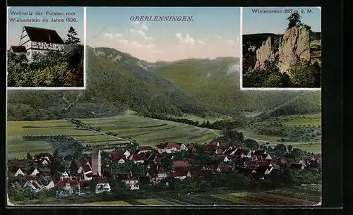 AK Oberlenningen, Ortsansicht, Wohnsitz der Fürsten vom Wielandstein, Wielandstein