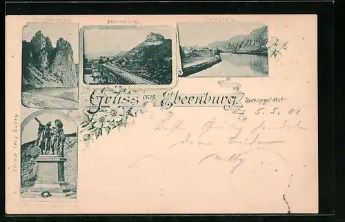 Lithographie Ebernburg, Rheingrafenstein, Rolenfels
