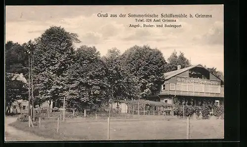 AK Grimma, Gasthaus Sommerfrische Schiffsmühle