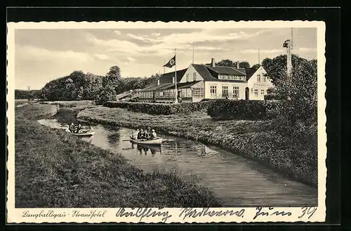 AK Langballigau, Flusspartie mit Strandhotel
