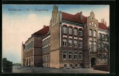 AK Mühlhausen in Th., Georgii-Schule von der Strasse gesehen