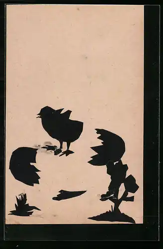 AK Scherenschnitt eines frisch geschlüpften Hühnerkükens