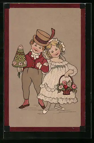 Künstler-AK Meissner & Buch (M&B) Nr. 1458: Wie die Alten sungen - Junge und Mädchen als Hochzeitspaar