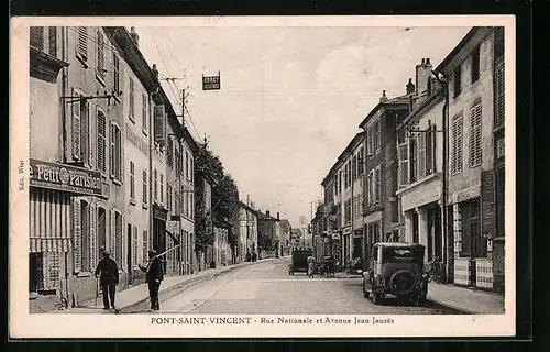 AK Pont-Saint-Vincent, Rue Nationale et Avenue Jean-Jaures