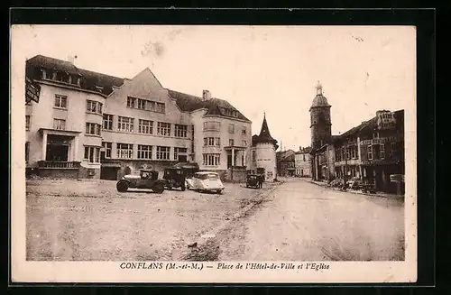 AK Conflans, Place de l`Hotel-de-Ville et l`Eglise