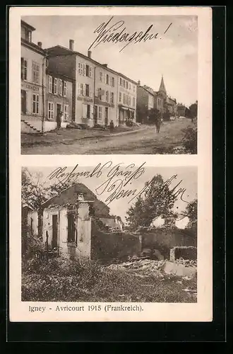 AK Igney, Avricourt 1915
