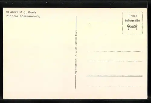 AK Blaricum /`t Gooi, Interieur boerenwoning