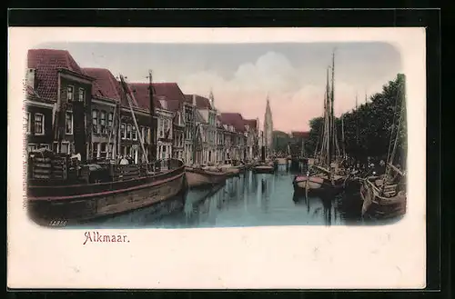 AK Alkmaar, Uferpartie mit Booten
