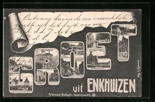 AK Enkhuizen, Stadhuis, Aardappelemarkt, Koepoort