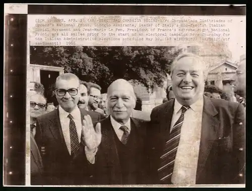 Fotografie unbekannter Fotograf, Ansicht Rom, Faschisten Treffen mit Jean-Marie Le Pen, Dimitriades, Chrysanthos, 1985