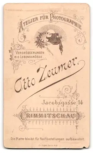 Fotografie Otto Zeumer, Crimmitschau, Jacobsgasse 14, Junger Herr im Anzug mit Krawatte