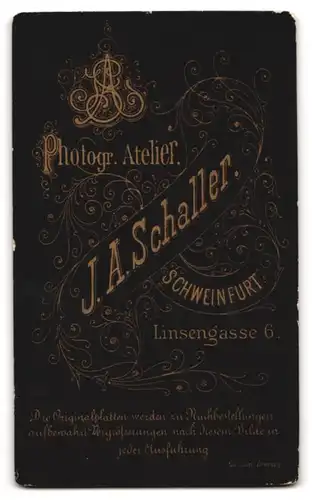 Fotografie J. A. Schaller, Schweinfurt, Linsengasse 6, Älterer Mann mit Bart im Sonntagsstaat
