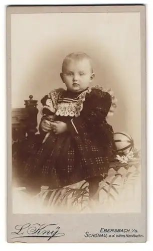 Fotografie L. Kny, Ebersbach, Kleinkind in spitzenverziertem Kleidchen