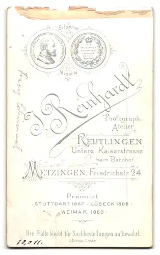 Fotografie J. Reinhardt, Reutlingen, Untere Kaiserstrasse, Bürgerlicher Herr mit Schnurrbart