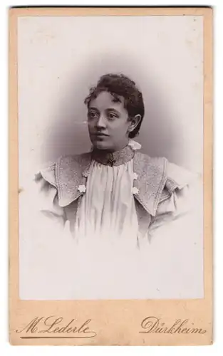 Fotografie Max Lederle, Dürkheim a. H., Bürgerliche Dame mit besticktem Kleid