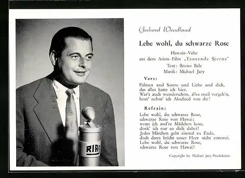 AK Musiker Gerhard Wendland mit seinem Song Lebe wohl, du schwarze Rose