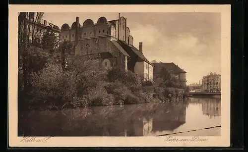 AK Halle a. S., Partie am Dom vom Wasser aus