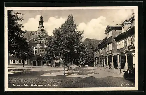 AK Arnstadt /Thür., Marktplatz mit Rathaus