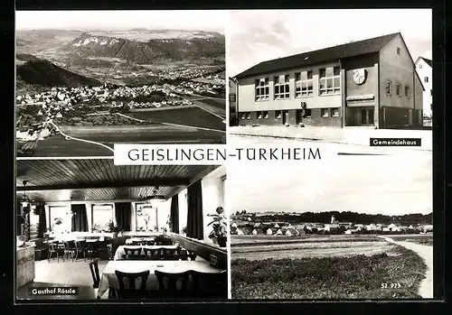 AK Geislingen-Türkheim, Innenansicht Gasthof Rössle, Gemeindehaus, Teilansicht