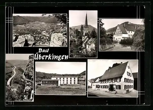AK Bad Überkingen, Gasthof und Metzgerei zum Stern, Ortspartie mit Kirche, Autobahn
