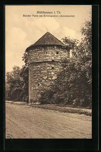 AK Mühlhausen i. Th., Runder Thurm am Kreutzgraben (Aussenseite)