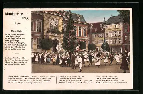 AK Mühlhausen i. Thür., Volksfest, tanzende Menschen, Kirmeslieder