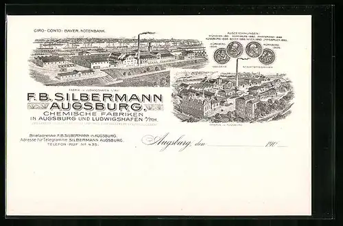 AK Augsburg, F. B. Silbermann-Fabrikgebäude