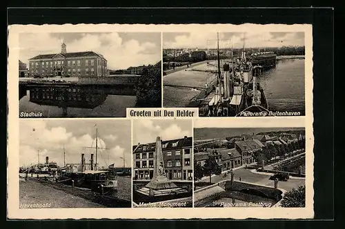 AK Den Helder, Stadhuis, Buitenhaven, Postbrug, Havenhoofd