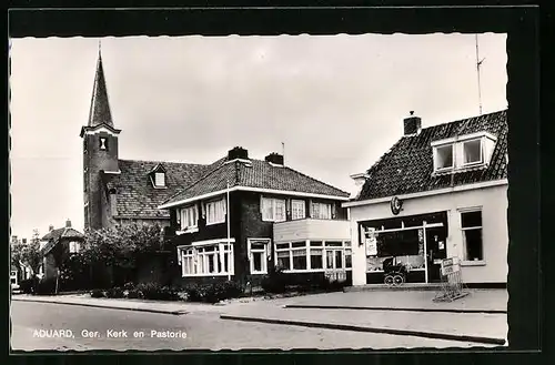 AK Aduard, Ger. Kerk en Pastorie