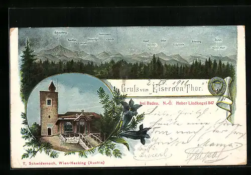 AK Eisernes-Thor Schutzhaus auf dem Hohen Lindkogel bei Baden