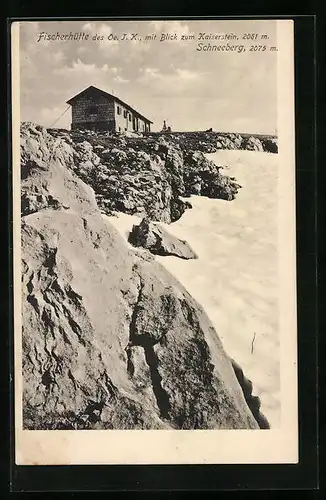 AK Fischerhütte auf dem Schneeberg, Blick zum Kaiserstein